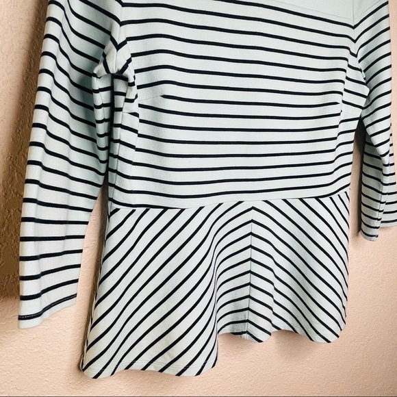 Talbots Striped 3/4 Sleeve Peplum Top Black/Blue M - Picture 12 of 13